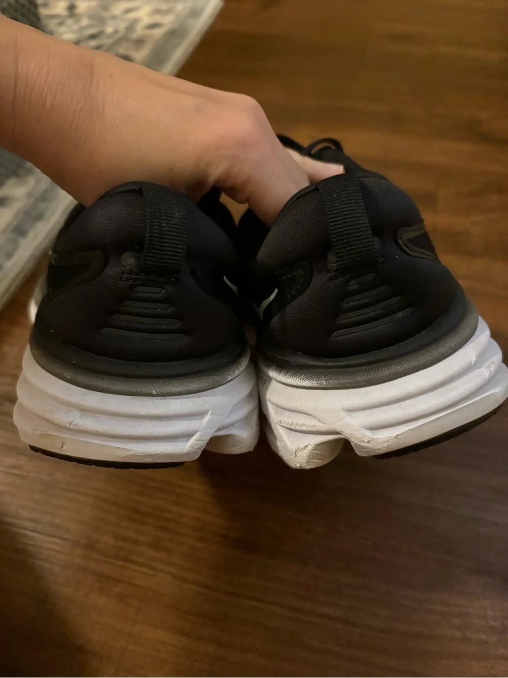 Hoka bondi 8 size 7.5 Black and White Running Sneakers